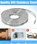 Quality 304 stainless steel roll from Heavy Duty 304 Stainless Steel Hose Clamp Kit With 32.8ft Adjustable Metal Strap And 30 Fasteners