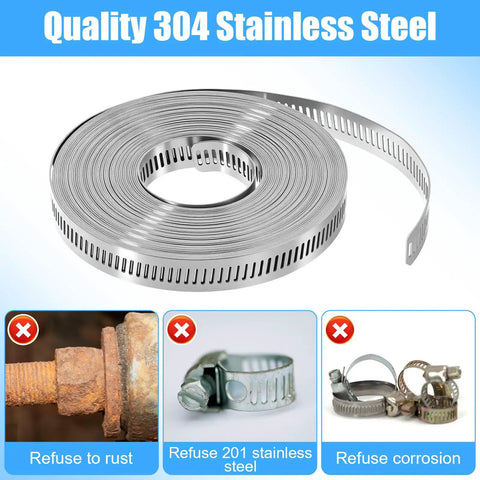 Quality 304 stainless steel roll from Heavy Duty 304 Stainless Steel Hose Clamp Kit With 32.8ft Adjustable Metal Strap And 30 Fasteners