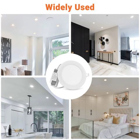 Six Pack 5 Inch LED Recessed Ceiling Lights Sleek Ultra Thin Canless Downlight With 3CCT in modern home interiors