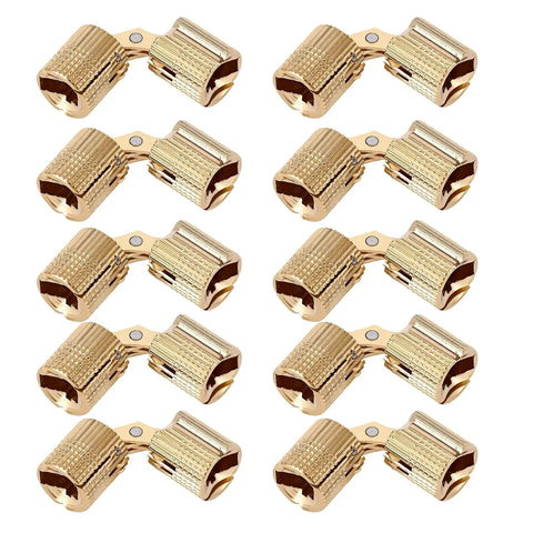 Polished Brass Hidden Cabinet Hinges 10 Pack M10x22mm 180 Degree Concealed Cylindrical Hinges For Jewelry Box And Small Furniture Craft