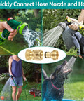 Eight Piece Three Quarter Inch Garden Hose Quick Connectors Set Made From Solid Brass No Leak Design montage of various uses