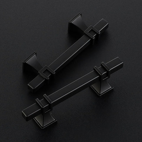3 Inch Black Cabinet Handles 30 Pack Square Zinc Alloy Pulls for kitchen and bathroom cabinets, showcasing sturdy modern design.