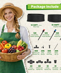 Upgraded 2026 360 Degree Adjustable Drip Irrigation Kit With Bendable Tubing, 200ft Total Run and components displayed