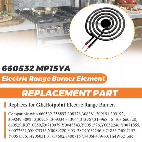 Upgraded Pro Grade 6 Inch 1500W Electric Range Burner Element Ni80Cr20 Four Coil 230V Replacement for Most Electric Stoves