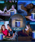 Image of Dual Folding Solar Panel Mosquito Zapper With Auto Sensor USB Rechargeable Cordless Fly Trap 4200V Electric Bug Killer used in different settings like bedroom, courtyard, and camping.
