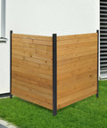 Outdoor Privacy Screen No Dig Wood Garden Fence With Iron Frame, Weatherproof Two Panel Enclosure for Patio, 45x38 inches