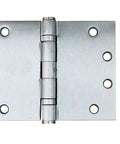 Wide Throw Door Hinges 4.5 Inch By 6 Inch Heavy Duty Satin Chrome 180 Degree Clearance Rust Resistant Ball Bearing Design 2 Pack For Easy Full Access Doors, Cabinets, Or Gates With Smooth Operation Built To Last. Satin chrome wide throw hinge with tape measure