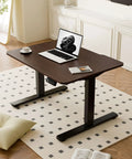 Electric Standing Desk Lifts Adjustable Height From 18.9 To 29.5 Inches With Lockable Wheels And Smooth Motor For Home Office Ergonomic Computer Desk Setup Easy One Touch Control with laptop on top.