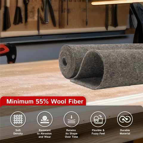 F15 Industrial Felt 72 Inch Wide One Foot Long One Half Inch Thick Heavy Duty Industrial Grade with 55 Percent Wool Fiber