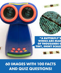 Talking Microscope for Kids With Bindi Irwin Voice Totally Awesome STEM Toy displaying eyepiece and butterfly slide