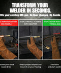 Three-step installation process of 10 Inch Flexible MIG Gun Extension For Tight Spaces Pro Grade Heavy Duty Universal Fit For Gas And Flux Core Welding With Patented Low Restriction Design.