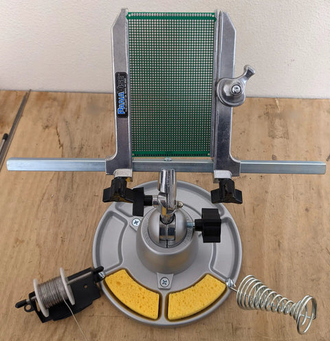 Ultimate Pro Grade Electronic Work Center With 315 Circuit Board Holder 300 Standard Base 312 Parts Tray Mount And 371 Solder Station That Tilts 90 Degrees And Rotates 360 For Easy PCB Soldering