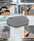 Waterproof Picnic Table Cover For 6 Ft Bench Set Windproof All Weather Gray Patio Table Protector with straps and handles.