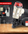Heavy Duty Pneumatic Roofing Nailer For Shingles Accepts Three Quarter Inch To One And Three Quarter Inch Nails Fifteen Degree Coil Nailer Detail