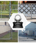Collage of gates and 4 Pack Sliding Gate Rollers With Protective Wheel Covers, Nylon Cantilever Rollers For 2 3/8 Or 2 1/2 Inch Gate Frames And 4 Inch Round Posts, Chain Link Fence Parts, Cantilever Rail Gate Kit With Curved Cover Built To Last