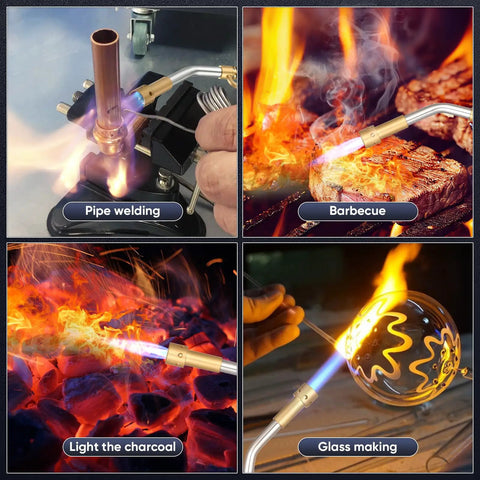 Propane Torch Head With 3 Interchangeable Nozzles, Trigger Start Ignition For High Heat Welding Soldering And Cooking use