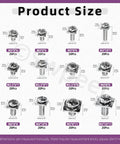 Top Shelf Nickel Plated Carbon Steel Terminal Block Screws With Square Washers Assortment Kit M3 M3.5 M4 M5 Sizes dimensions chart.
