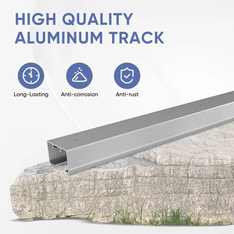 Commercial Grade Pocket Door Hardware And Track Set For 4 Foot Openings with extruded aluminum track on stone surface