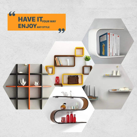Hidden Floating Shelf Brackets Set Of 8 For Thin Wood Shelves displayed on various decorative shelves