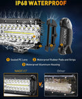 12 Inch LED Light Bar With 4 Inch LED Pod Lights Kit 54000LM Triple Row Spot Flood Off Road Lights waterproof details