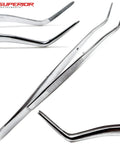 16cm Stainless Steel Foil Cotton Tweezer And Dressing Pliers Set 2 Piece With Serrated Beak For Dental Procedures And Diagnostics Pro Grade Dental Forceps Kit For Clinic Use High Precision Instruments, angled view