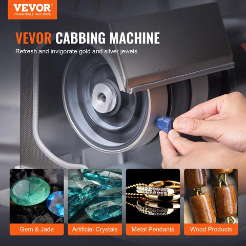 6 Inch Lapidary Cabbing Machine With 2 HP Motor, 1800 RPM Corded Rock Grinder Polisher in use, crafting gems.