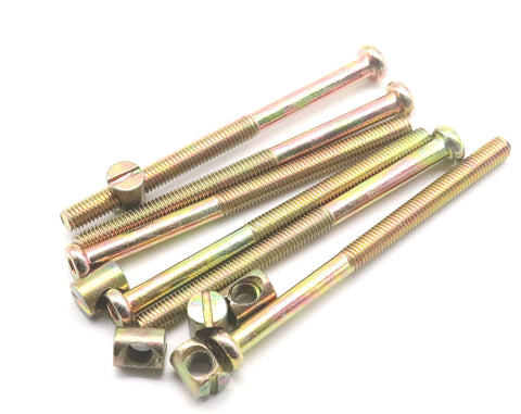 M8 X 110mm Half Thread Furniture Barrel Screws Kit For Beds And Tables with 65mm Thread and 10mm Nuts
