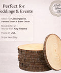 Ten 13-14 Inch Wood Slices For Go-To Centerpieces Set Of 10 Rustic Wood Rounds For Weddings And Events, USA-Made Kiln-Dried