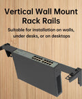 Built Tough 4U Vertical Wall Mount Rack Rails With M6 Screws And Cage Nuts Lock Down All 19 Inch Network Gear For Zero Hassle Wall Or Bench Mounting Setup, installed with a network switch.