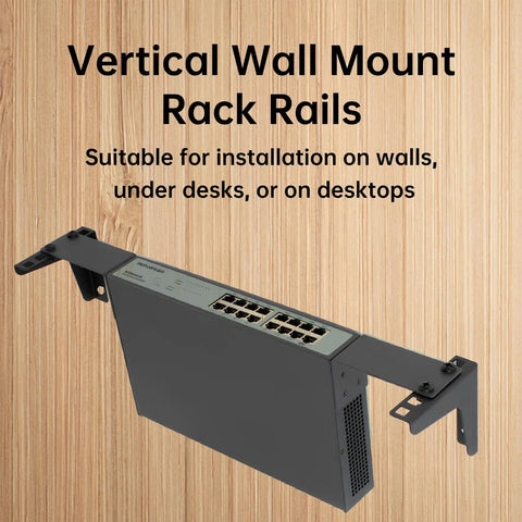 Built Tough 4U Vertical Wall Mount Rack Rails With M6 Screws And Cage Nuts Lock Down All 19 Inch Network Gear For Zero Hassle Wall Or Bench Mounting Setup, installed with a network switch.