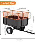 Heavy Duty 750 Lb Steel Dump Cart With 17 Cu Ft Capacity Tow Behind Utility Trailer dimensions and removable mesh sides