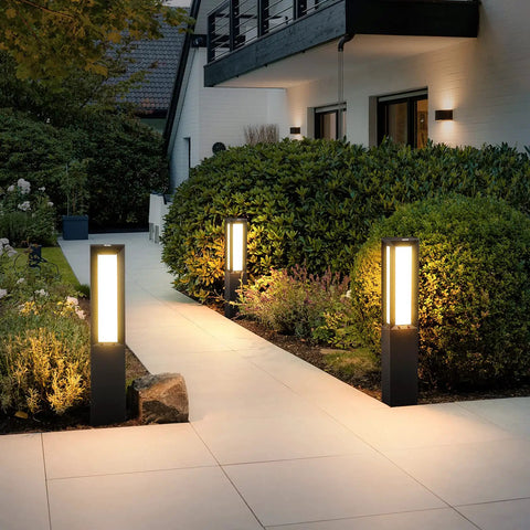 Landscape Path Light 32 Inch Outdoor Bollard Aluminum 8W 800LM LED Lighting For Lawn Patio Courtyard Driveway And Garden