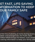 House in storm with WR120B NOAA Emergency Weather Alert Radio With Localized Programming, lightning in background