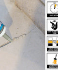 Masonry Crack Filler Seals And Waterproofs Cracks In Concrete, Masonry, Walls And Floors, Fast Setting And Paintable In One Hour, Gray