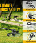 Cordless 12 Inch Weed Wacker With Auto Line Feed 9 Spool Pack 20V Max Battery Compatible String Trimmer with adjustable features