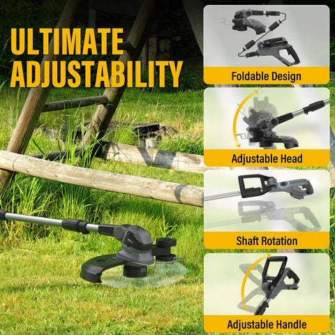 Cordless 12 Inch Weed Wacker With Auto Line Feed 9 Spool Pack 20V Max Battery Compatible String Trimmer with adjustable features