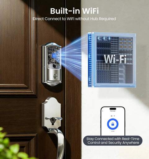 Lightning Fast Built In Wifi Smart Lock With Instant Fingerprint Access And Remote App Control Keyless Deadbolt Zero Fuss Setup Straight Into Your Wifi Smooth Satin Nickel Finish