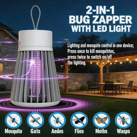 Indoor Outdoor Mosquito Zapper USB Rechargeable Bug Killer Lamp Portable UV Insect Trap with LED light for camping patio