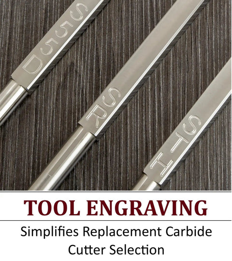 Close-up of tool engraving on Carbide Wood Lathe Tools Kit For Easy Turning Hollower Rougher And Detailer