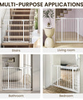 Walk Through Safety Gate For Doorways And Stairs 30 Inch Tall Fits 29.1 To 43.3 Inch Openings Auto Close Hold Open White installation
