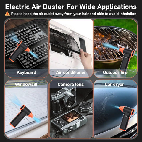 Rechargeable Cordless Air Duster Handheld Blower Up To 130000 RPM for PC Keyboard Car Home Office Quiet USB Turbo Jet Dryer
