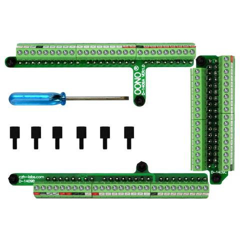 Ultra Tiny GPIO Terminal Block Breakout Board For Arduino Mega 2560, 2.54mm Pitch, 0.1 Inch, Supports 28 AWG To 18 AWG Wire, Screw Terminal, Pre-Soldered Assembly, FR-4 Dual Copper PCB, Easy Prototyping For Makers And Hobbyists. Green breakout board with screw terminals and standoffs