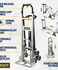 3 In 1 Industrial Convertible Hand Truck Dolly Cart With 1000 Lbs Capacity, Heavy Duty Stair Climbing Dolly, aluminum features