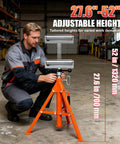 Man adjusting Heavy Duty Roller Stand With 2500 Lb Capacity And 28 To 52 Inch Adjustable Height Foldable Tool Stand in shop