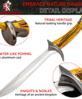 Medieval Arming Dagger Replica For Reenactment And Cosplay With 440 Stainless Steel Blade, Textured Guard, Pewter Pommel