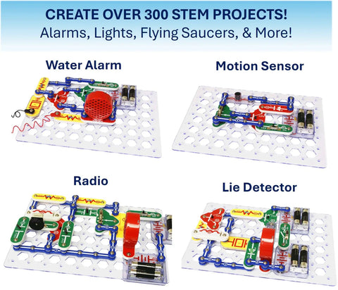 Electronics Exploration Kit With Over 300 Projects And Full Color Manual For Kids 8 Plus A Hands On STEM Toy To Learn Circuit Building And Real World Tech Skills In A Safe Kid Friendly Box, snap-on circuit boards