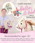 DIY Hobby Horse Halter Kit For Stick Horses, Create Head Collars, Rope Halters And Reins With Pastel Colors displayed.