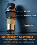 Full Size Carbon Steel Rivet Nut Tool Kit Featuring Universal Mandrels Across M3 To M12 Sizes Loaded With Quality Metric Threaded Inserts Bulked Up For Garage Grind And Zero Sweat Setup showing high-strength alloy build with hex drive, reinforced shank, and threaded tip.