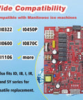 Indigo Ice Maker Control Board Replacement For Indigo Series Machines I0600 I0870C I1106 ID IB I IR IY SY With Spare Part Numbers 000008309 000014150 MAN000008309 Plug And Play Setup For Reliable Ice Production And Easy Install Commercial Units, red circuit board