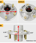 LockAndLoad 2000Lb Boat Trailer Hub Assembly With SmoothOperator sealed bearings dimensions top bottom side view